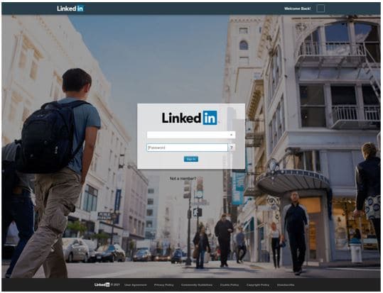 linkedin fraudulent login page