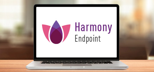 Logotipo de Harmony Endpoint en una computadora portátil