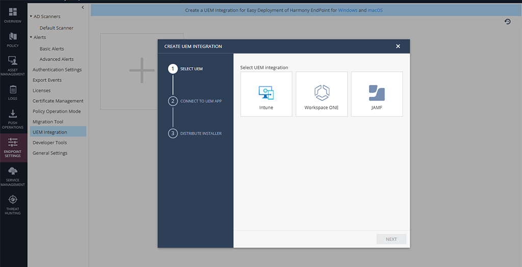 Create a UEM integration for easy deployment of Check Point Workspace Security