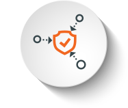 ícone redondo laranja proteção contra ameaças