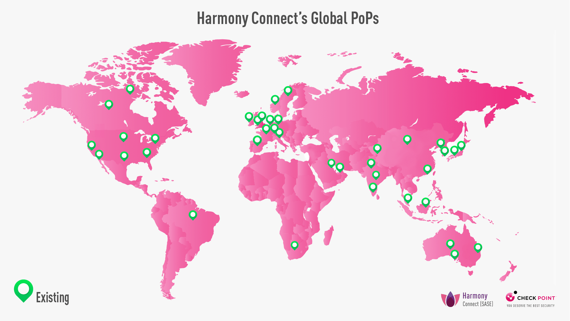 Mapa mundial do Harmony Connect