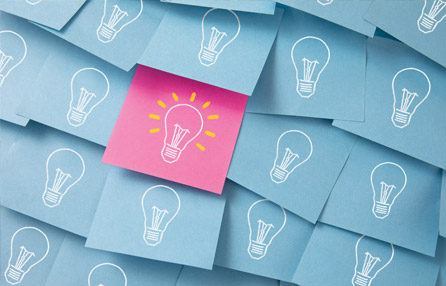 Sticky notes with light bulb illustrations