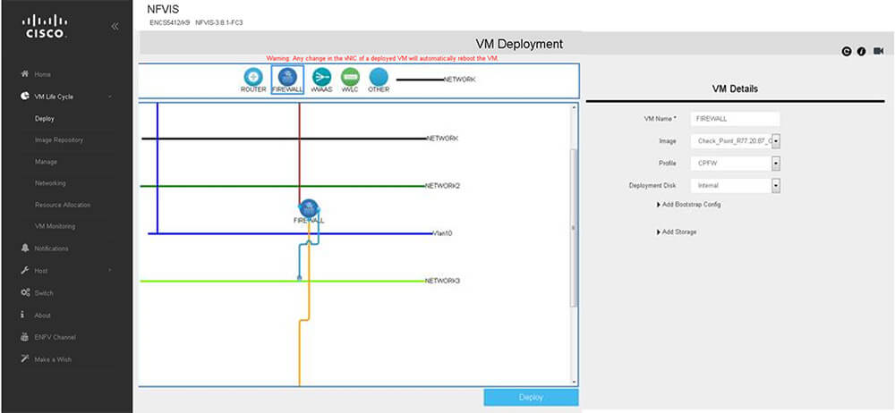 Cisco ENCS VM Deployment UI