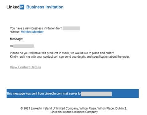 linkedin business invitation screen