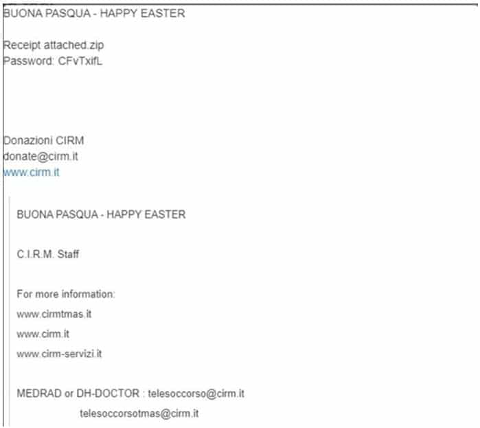 Examples of Easter-themed phishing emails