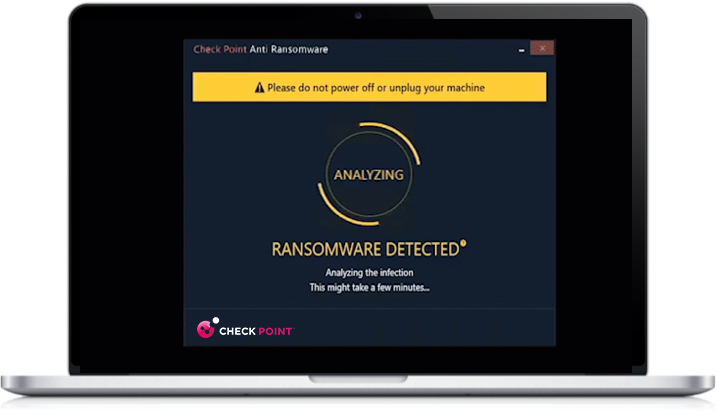Capture d’écran de la notification de détection d’un ransomware