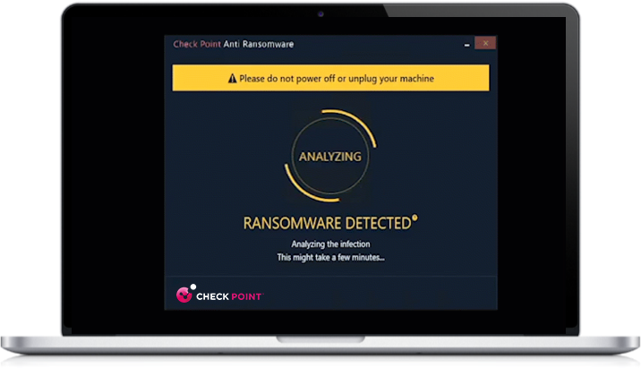 Ransomware detected notification screen capture
