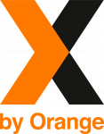 x by orange logo